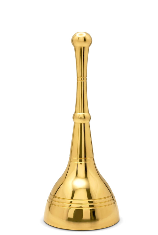 Long Handle Brass Pooja Bell Ghanti | Heavy Brass Temple Aarti Bell for Mandir | Traditional Hand Bell for Home | Loud Sound Brass Ghanta