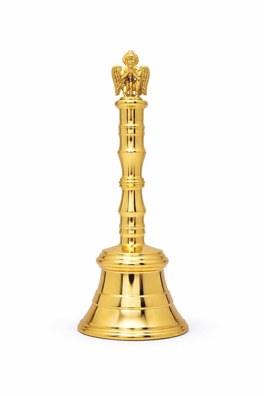 Garuda Design Brass Pooja Bell Ghanti | Heavy Brass Temple Aarti Bell with Garuda Top | Vishnu Mandir Bell for Home | Traditional Brass Ghanta
