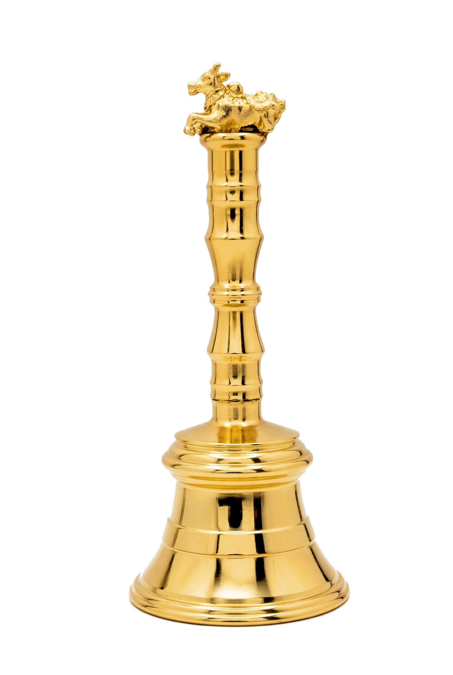 Nandi Design Brass Pooja Bell Ghanti | Heavy Brass Temple Aarti Bell with Nandi Top | Shiv Mandir Bell for Home  | Traditional Brass Ghanta for Aarti & Meditation