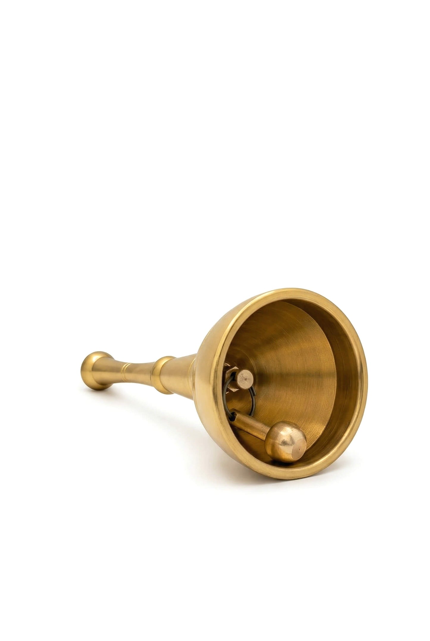 Long Handle Brass Pooja Bell Ghanti | Heavy Brass Temple Aarti Bell for Mandir | Traditional Hand Bell for Home  | Loud Sound Brass Ghanta