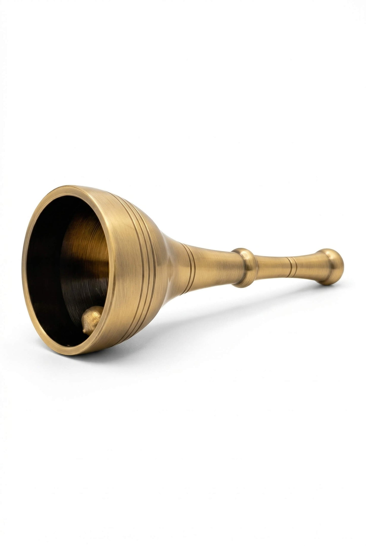 Long Handle Brass Pooja Bell Ghanti | Heavy Brass Temple Aarti Bell for Mandir | Traditional Hand Bell for Home  | Loud Sound Brass Ghanta