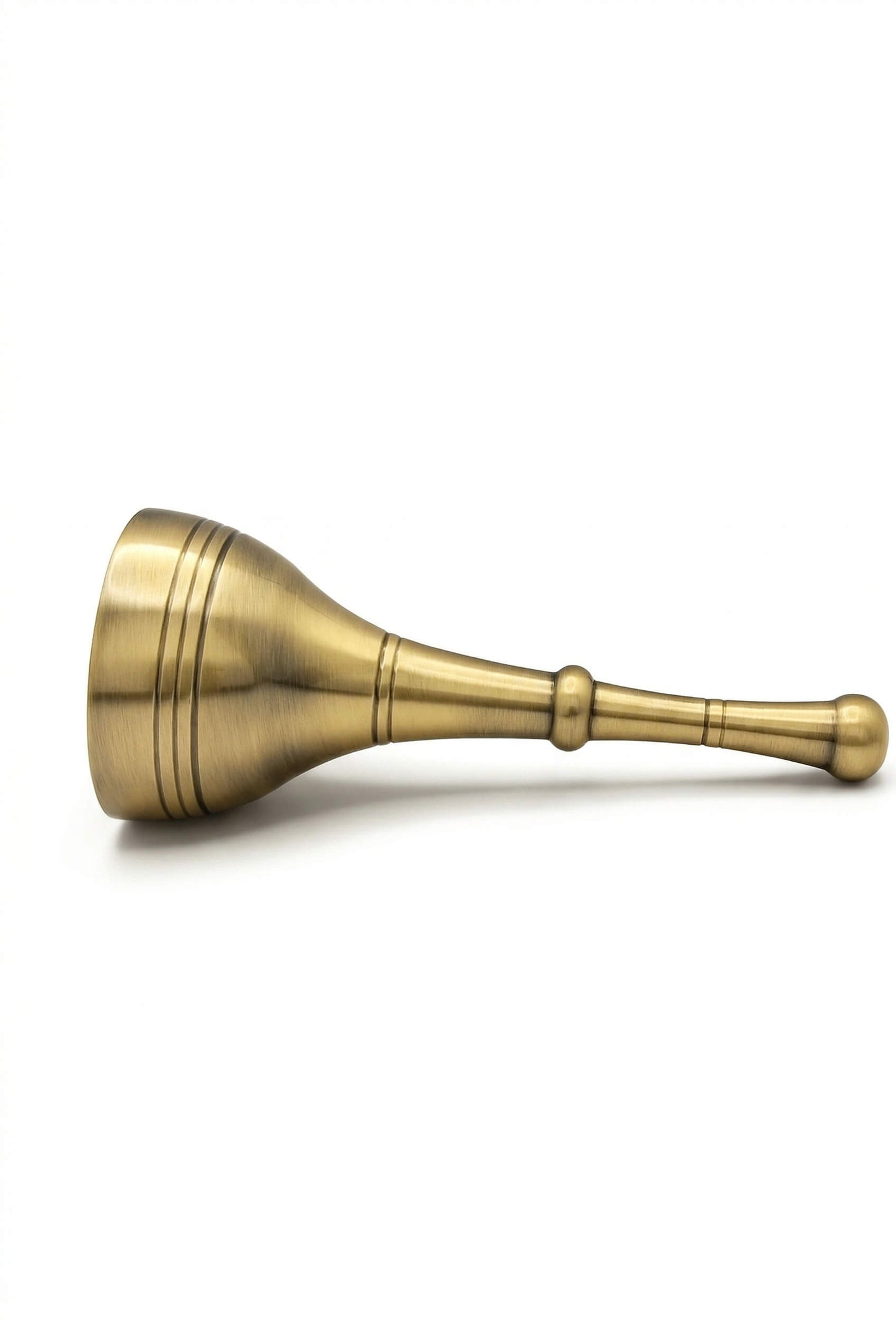 Long Handle Brass Pooja Bell Ghanti | Heavy Brass Temple Aarti Bell for Mandir | Traditional Hand Bell for Home  | Loud Sound Brass Ghanta