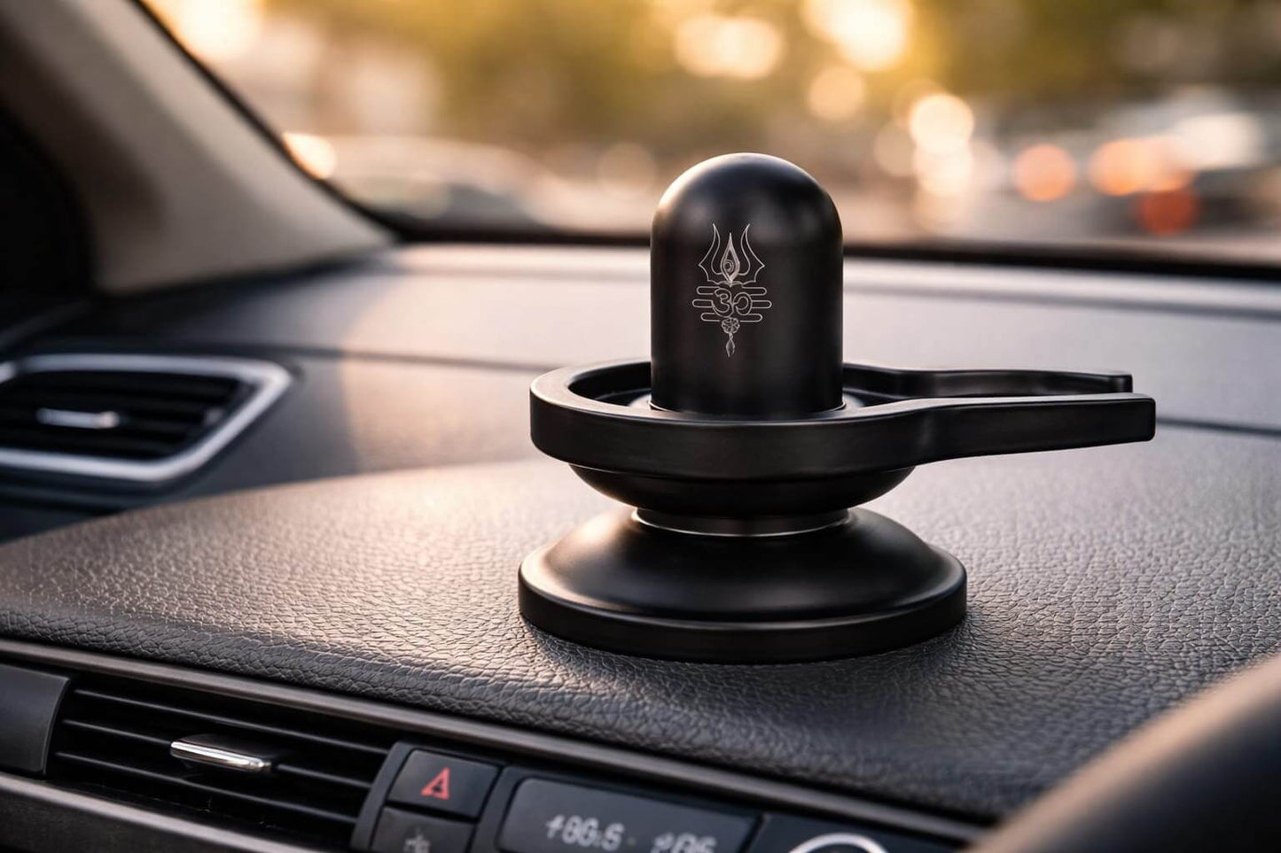 Black Matte Brass Shivling for Pooja & Car Dashboard | Mini Shivling Idol with Base | Mahadev Shivling Murti for Home Mandir,  Office & Vehicle | Premium Matte Finish Shivling
