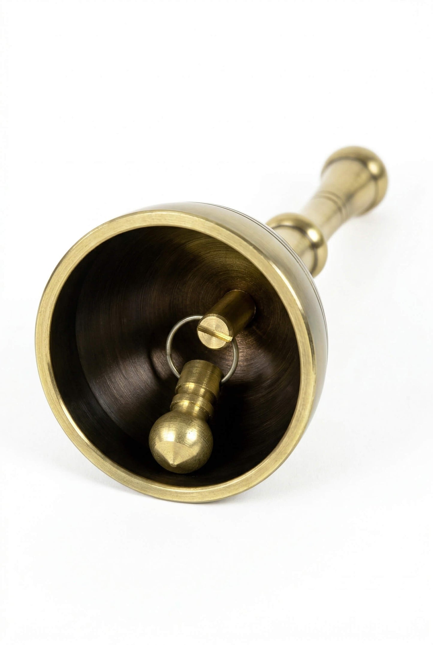 Long Handle Brass Pooja Bell Ghanti | Heavy Brass Temple Aarti Bell for Mandir | Traditional Hand Bell for Home  | Loud Sound Brass Ghanta