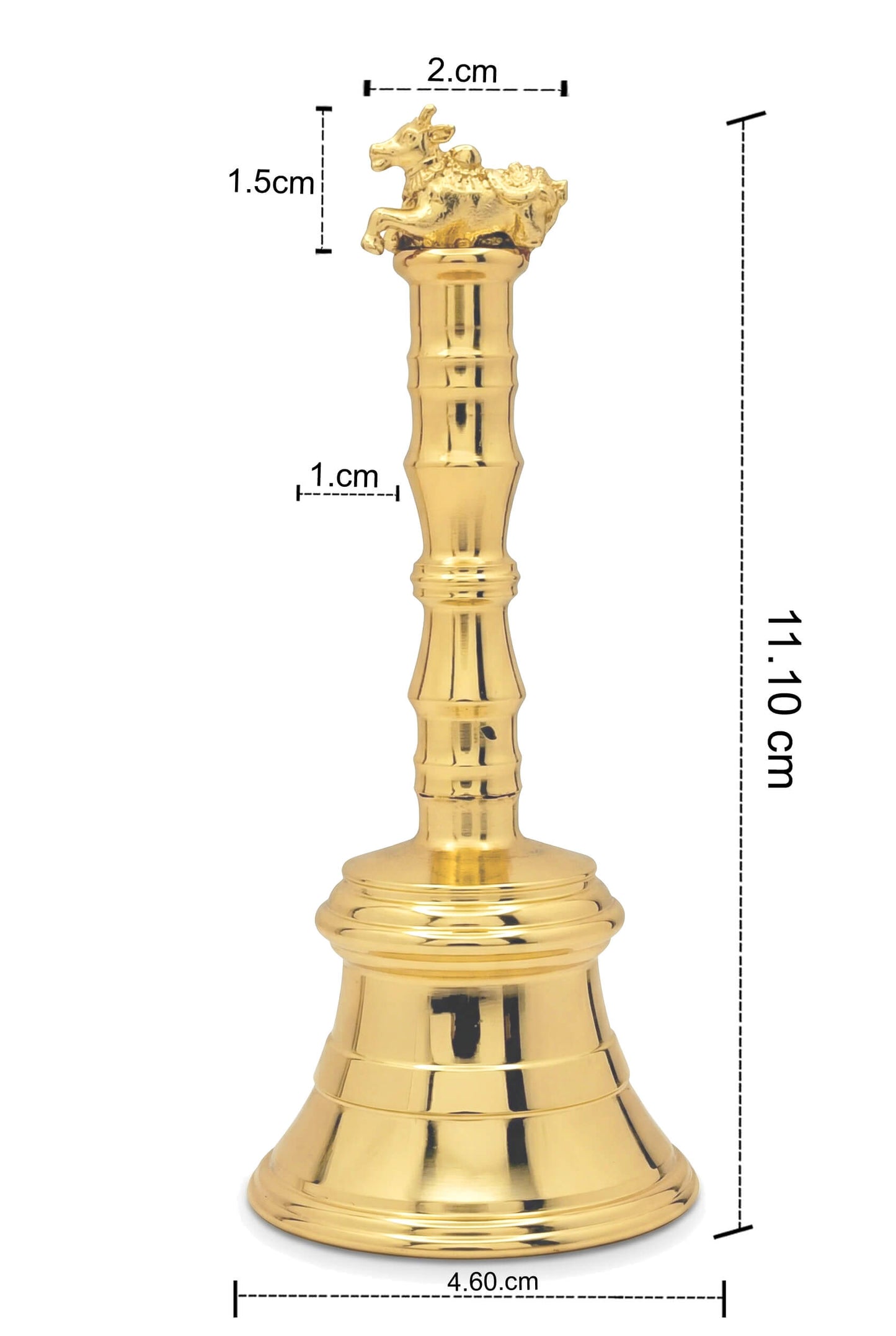 Nandi Design Brass Pooja Bell Ghanti | Heavy Brass Temple Aarti Bell with Nandi Top | Shiv Mandir Bell for Home  | Traditional Brass Ghanta for Aarti & Meditation