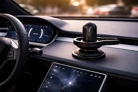 Black Matte Brass Shivling for Pooja & Car Dashboard | Mini Shivling Idol with Base | Mahadev Shivling Murti for Home Mandir,  Office & Vehicle | Premium Matte Finish Shivling
