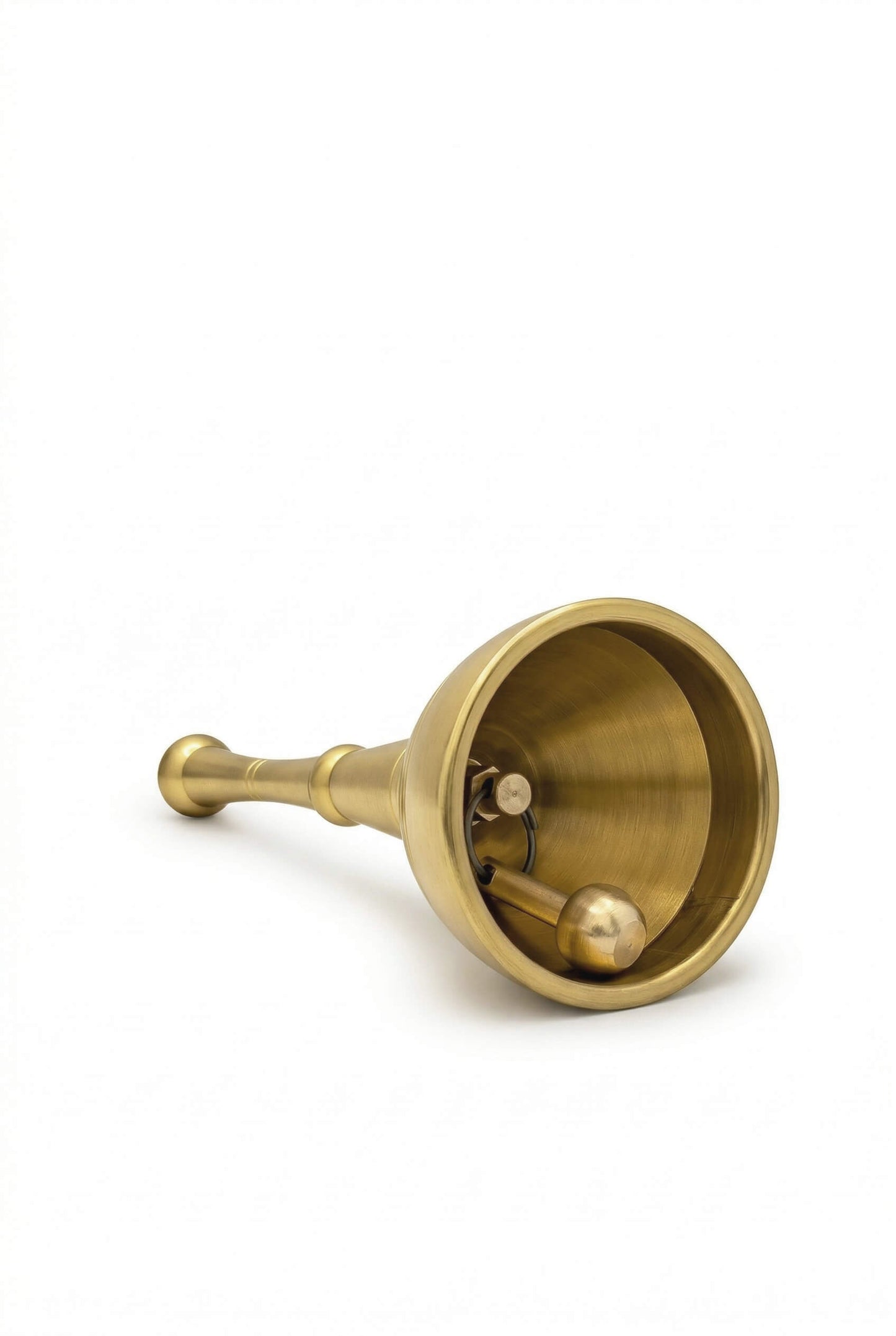 Long Handle Brass Pooja Bell Ghanti | Heavy Brass Temple Aarti Bell for Mandir | Traditional Hand Bell for Home  | Loud Sound Brass Ghanta