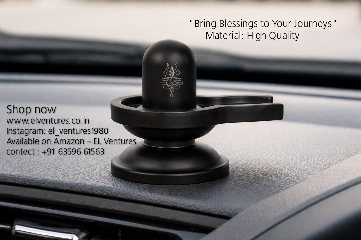 Black Matte Brass Shivling for Pooja & Car Dashboard | Mini Shivling Idol with Base | Mahadev Shivling Murti for Home Mandir,  Office & Vehicle | Premium Matte Finish Shivling